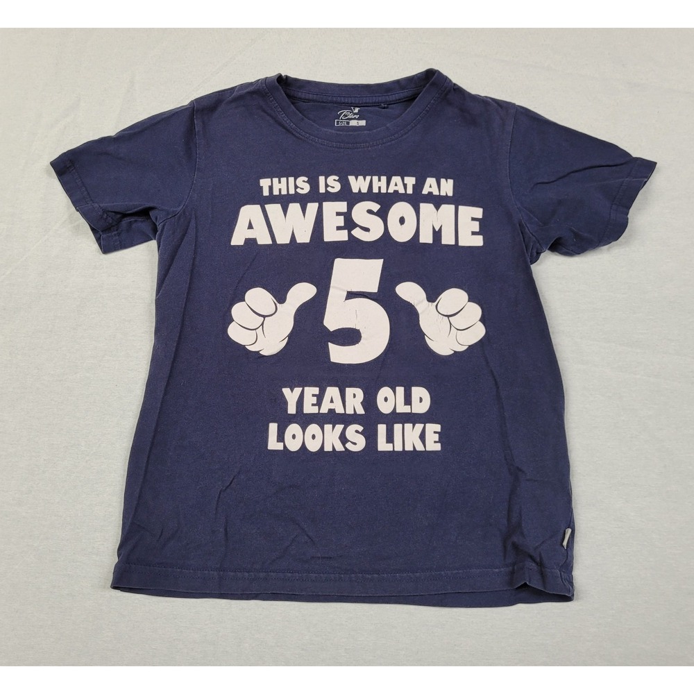 Tstars "This is What an Awesome 5 Year Old Looks Like" Blue T-shirt Kids Size S